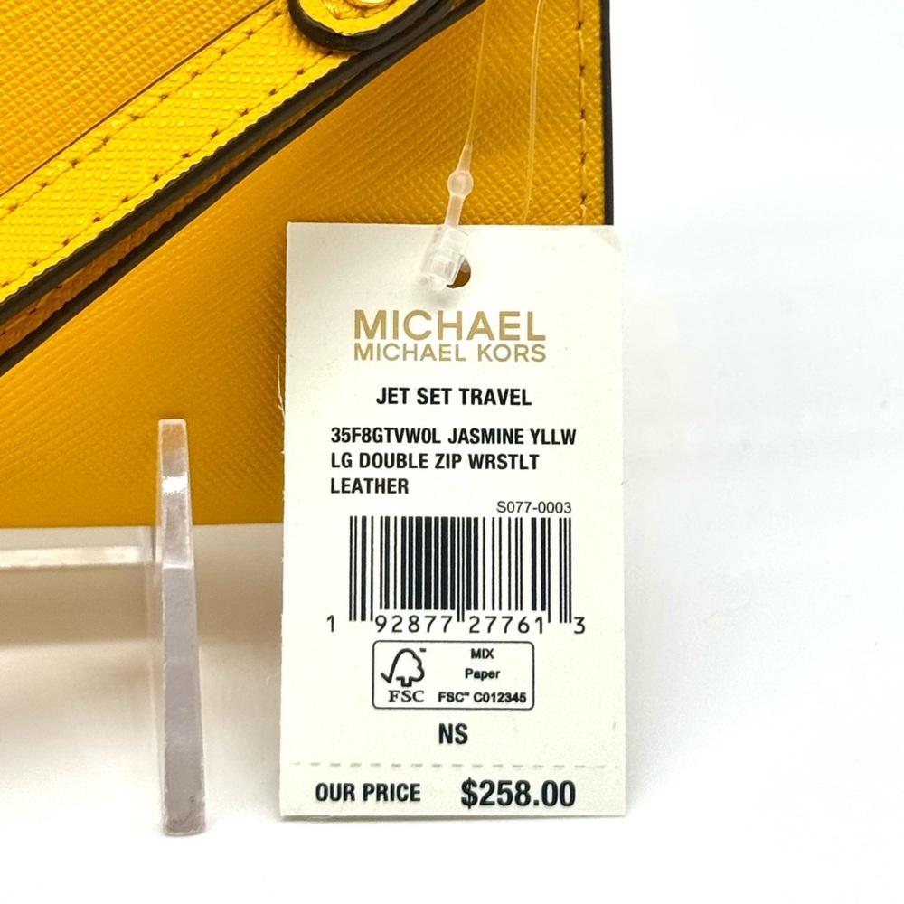 Michael Kors Large Jet Set Travel Double Zip Wallet Wristlet Jasmine Yellow - Picture 9 of 9